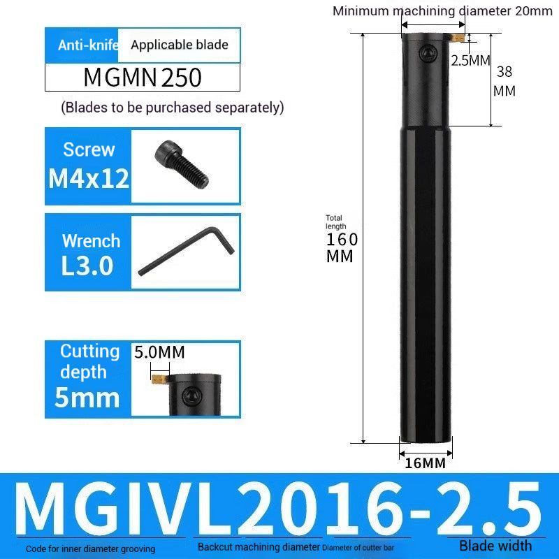 1024-CNC toolholder internal groove cutter MGIVR2016-2 internal groove toolholder lathe cut-off tool CNC lathe tool cutting tools Shandong Denso Pricision Tools Co.,Ltd.